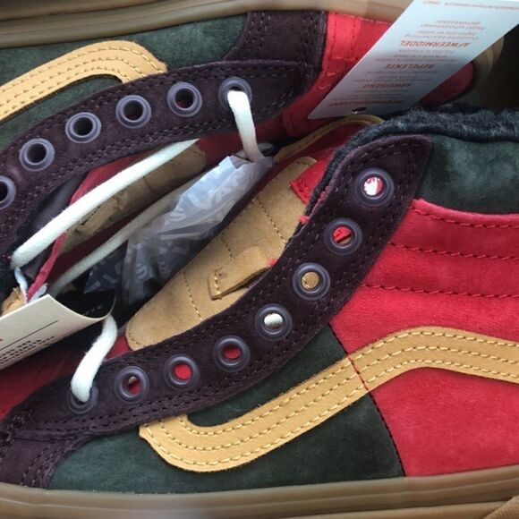 New Vans Sk8 Hi 46 All Weather MTE DX Poinsettia Red Green Gumsole Shoes Size 6 - Picture 8 of 15